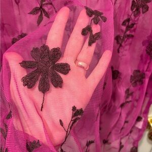 Free People Pink and Purple Sheer Top